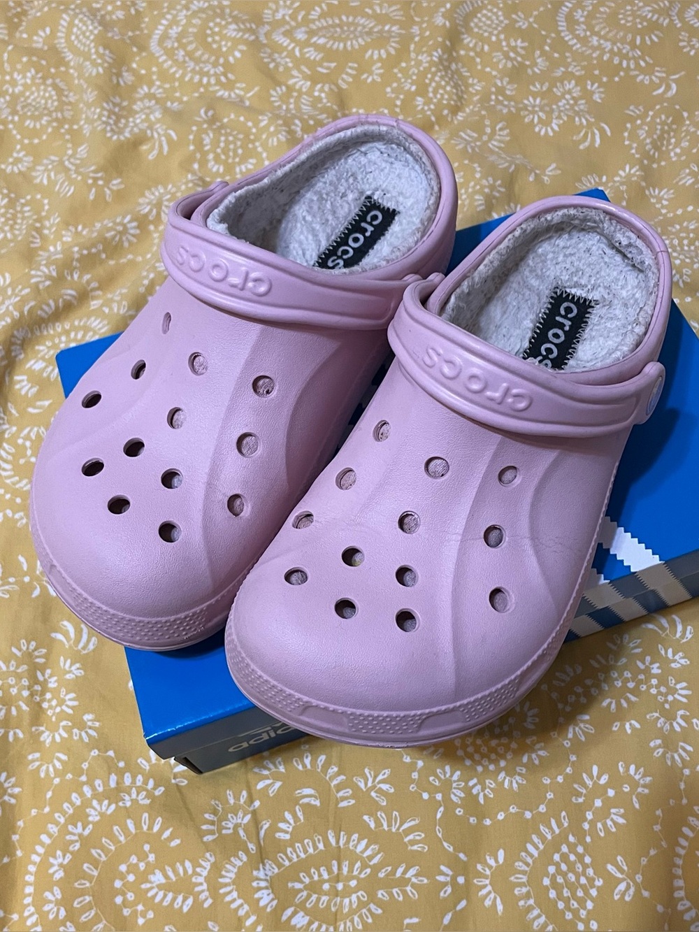Pink fleece lined crocs